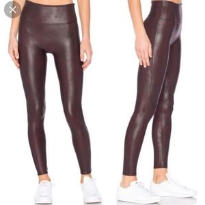Spanx Faux Leather Leggings (Burgundy, Medium)